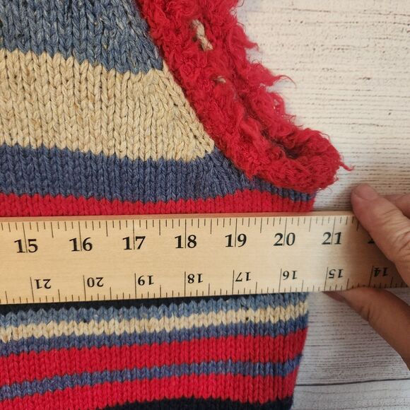 Breckenridge L red striped ramie wool blend vintage Y2K zip cardigan - Picture 5 of 7